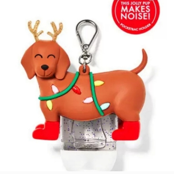 Bath & Body Works Other - Noise making jolly reindeer puppy Bath and Body Works pocketbac sanitizer holder